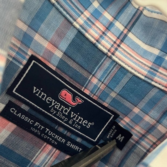 Men’s Vineyard Vines Classic Fit Tucker Plaid Button Down Shirt Size M Blue/Pink - Picture 3 of 5